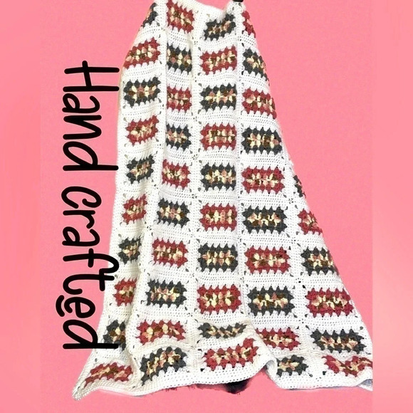 Handmade pink white grey knit crochet baby lap afghan blanket bedding - Picture 1 of 6